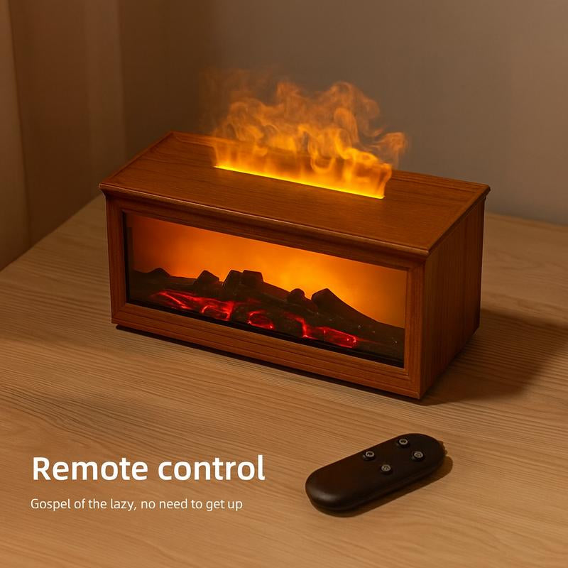 Fireplace Modeling Multi-Color Adjustable Ful-Atmosphere Air Humidifier Essential Oil Difusser with Night Light Aromotherapy USB Plug in for Home Room Fragrance