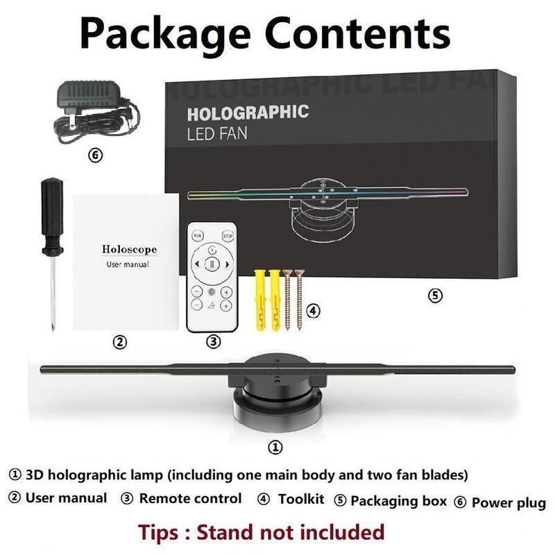 3D Hologram Fan,3D Hologram Projection Light Two Blades 42Cm User-Friendly Plug and Play Holographic Advertising Show LED Lights, Easy Wall Mount Decorations for Holiday & Halloween Gift