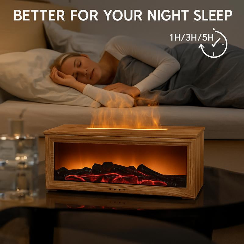 Fireplace Modeling Multi-Color Adjustable Ful-Atmosphere Air Humidifier Essential Oil Difusser with Night Light Aromotherapy USB Plug in for Home Room Fragrance