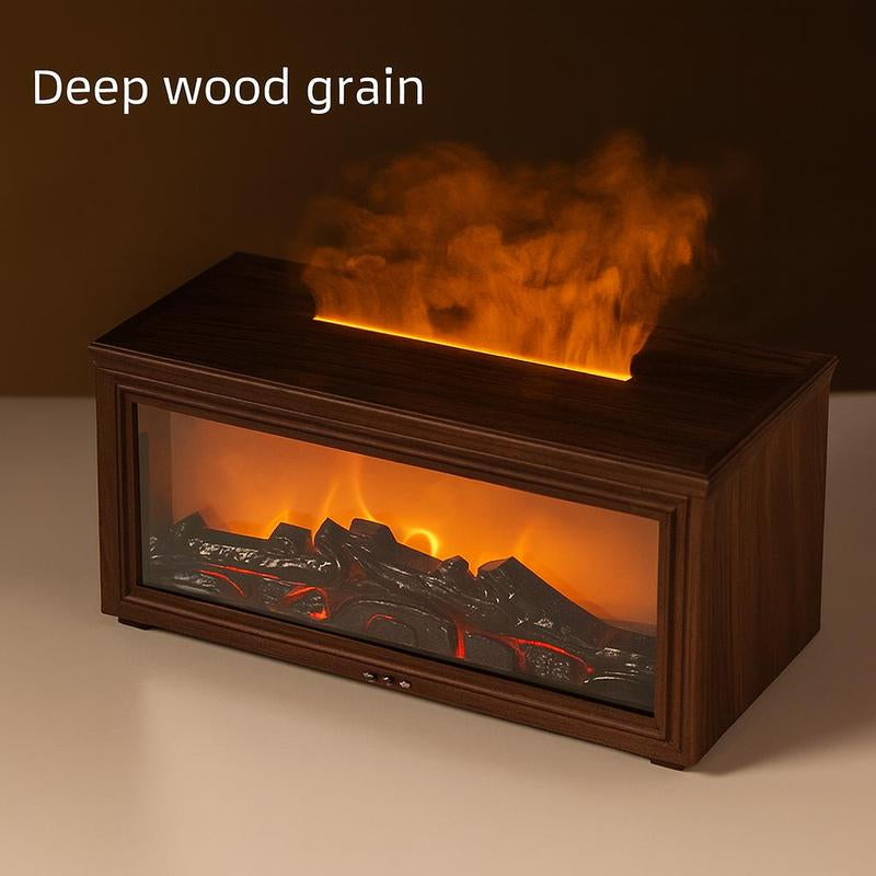 Fireplace Modeling Multi-Color Adjustable Ful-Atmosphere Air Humidifier Essential Oil Difusser with Night Light Aromotherapy USB Plug in for Home Room Fragrance
