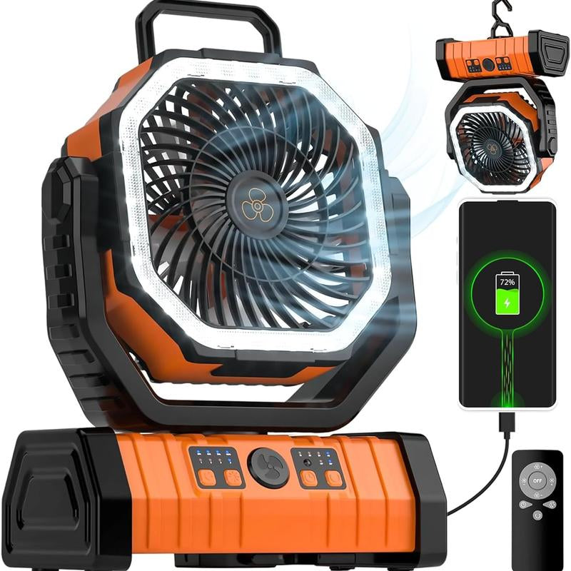 Portable Fans Camping Fan Rechargeable with LED Lantern, 20000Mah Battery Powered Travel Fan with 1-8 Hour Timing Function, 270° Head Rotation, 4 Speeds Settings for Tents, Office, Desk, Camping and Fishing, Summer Gifts