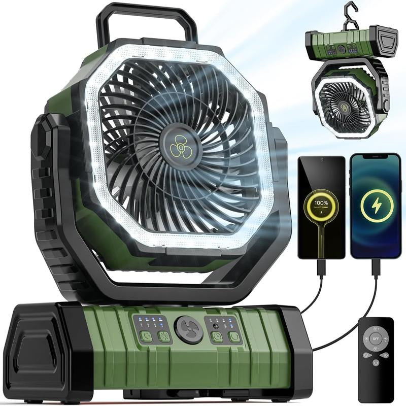Portable Fans Camping Fan Rechargeable with LED Lantern, 20000Mah Battery Powered Travel Fan with 1-8 Hour Timing Function, 270° Head Rotation, 4 Speeds Settings for Tents, Office, Desk, Camping and Fishing, Summer Gifts