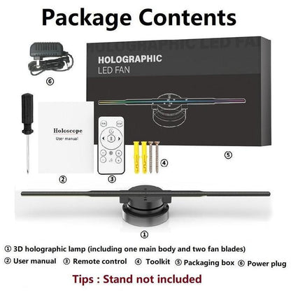 3D Hologram Fan,3D Hologram Projection Light Two Blades 42Cm User-Friendly Plug and Play Holographic Advertising Show LED Lights, Easy Wall Mount Decorations for Holiday & Halloween Gift