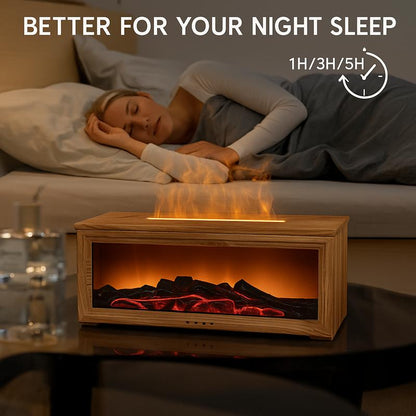 Fireplace Modeling Multi-Color Adjustable Ful-Atmosphere Air Humidifier Essential Oil Difusser with Night Light Aromotherapy USB Plug in for Home Room Fragrance